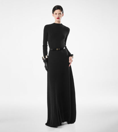 Full Needle Fine Cashmere Silk Crewneck Column Dress
