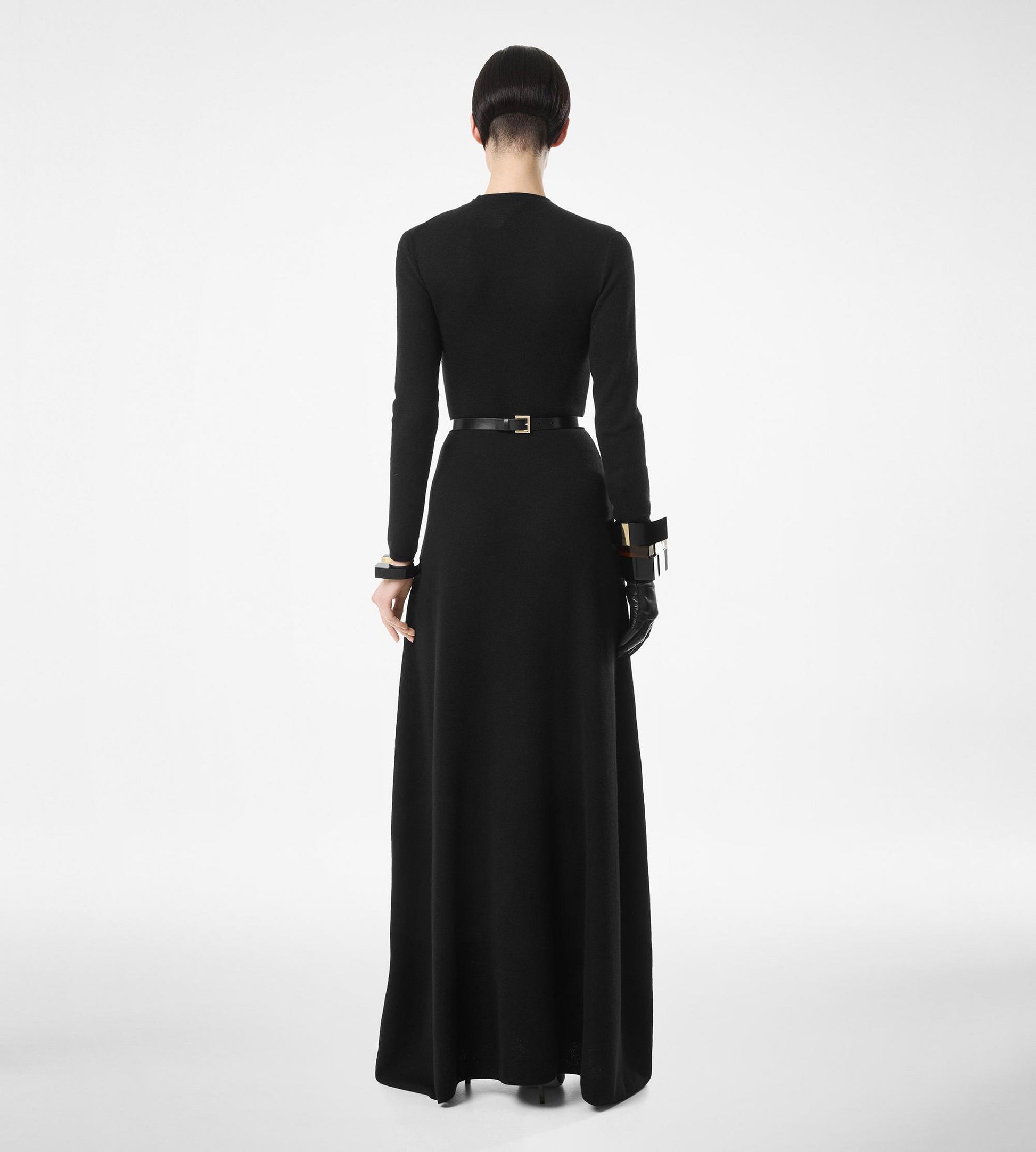 Full Needle Fine Cashmere Silk Crewneck Column Dress