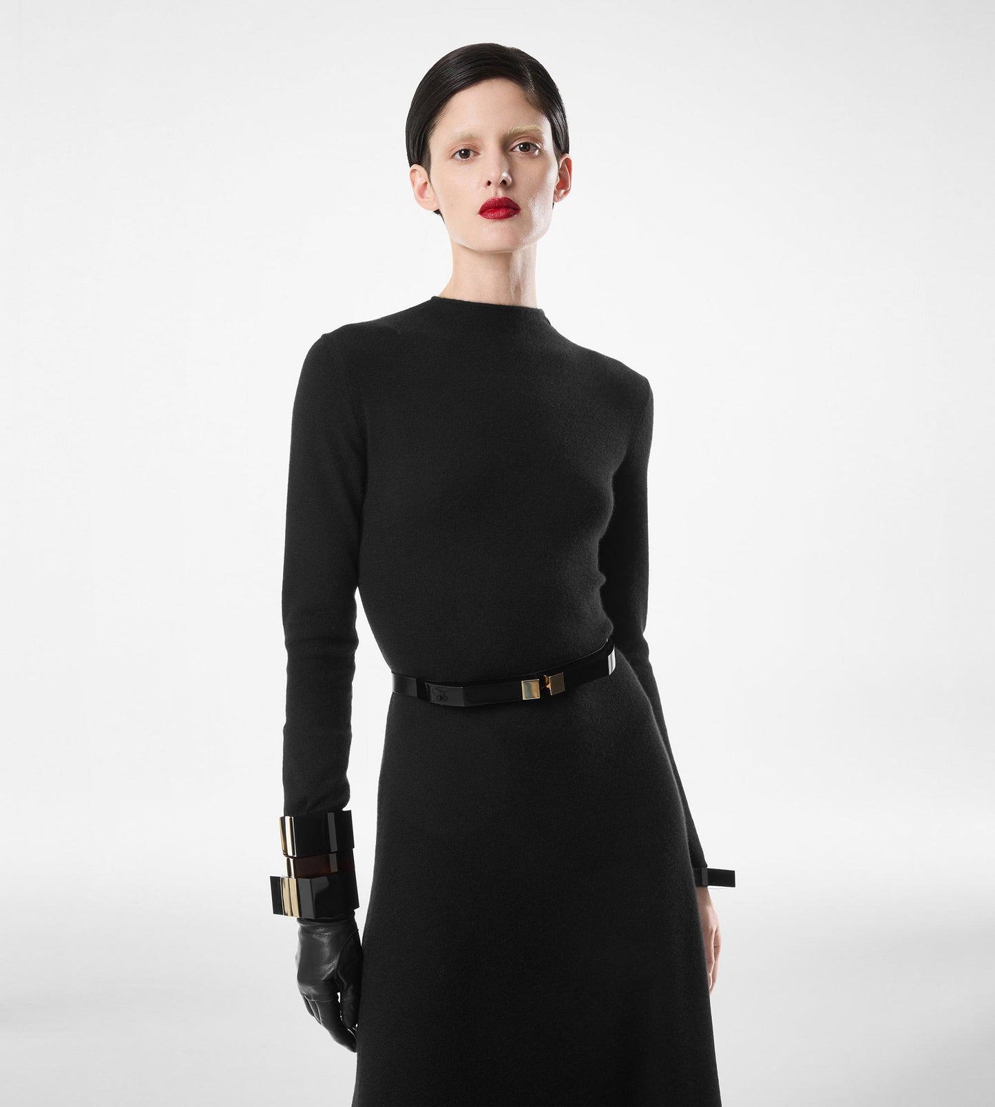 Full Needle Fine Cashmere Silk Crewneck Column Dress