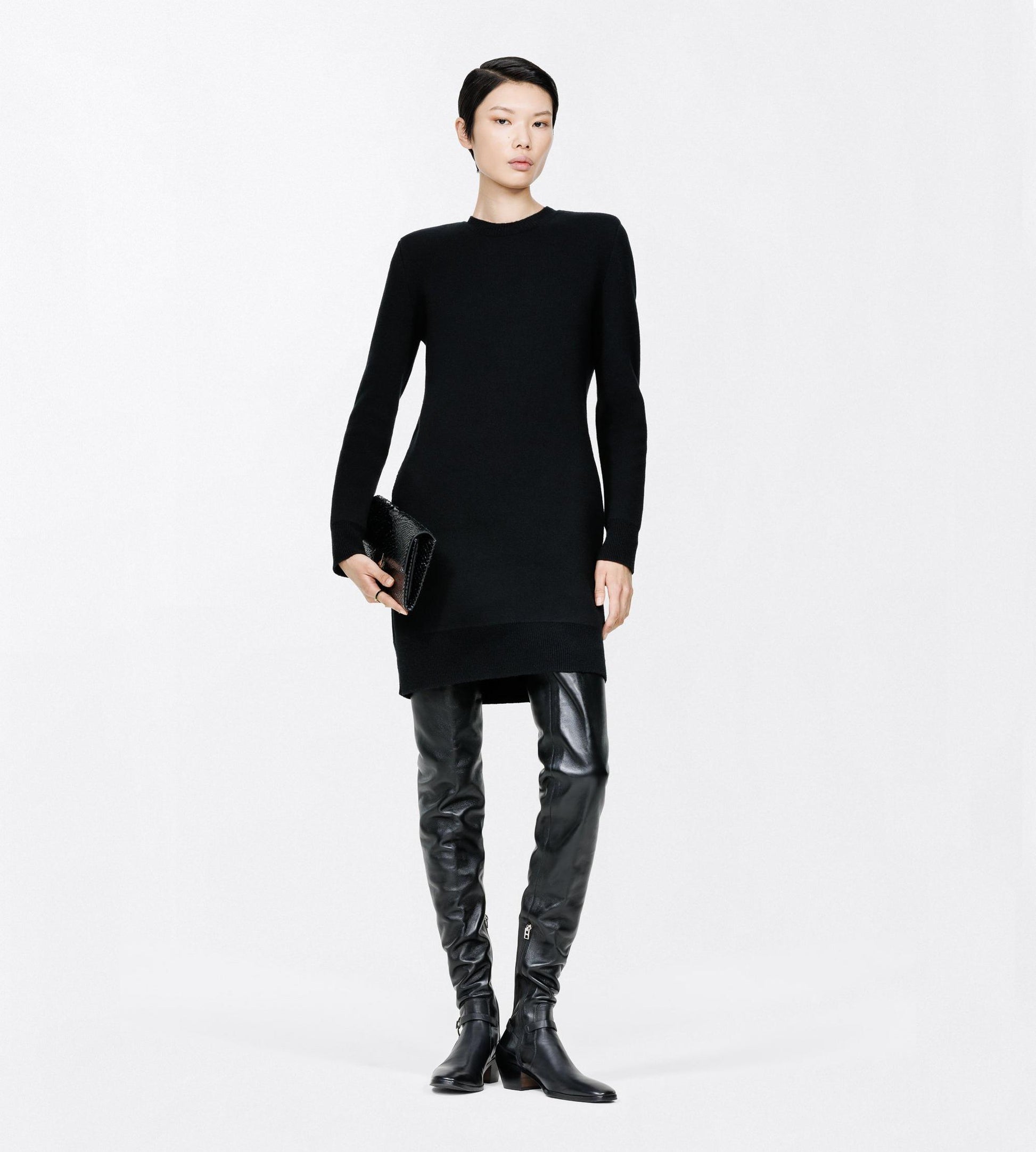 Cashmere Crewneck Mini Sweater Dress