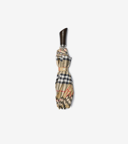 Check Folding Umbrella in Sand beige
