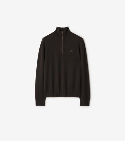 Cashmere Blend Half-zip Sweater in Scorched brown