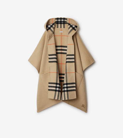 Cashmere Hooded Cape in Oxblood red