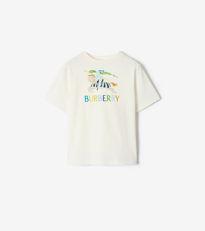 Multicolour Knight Cotton T-shirt in Chalk white