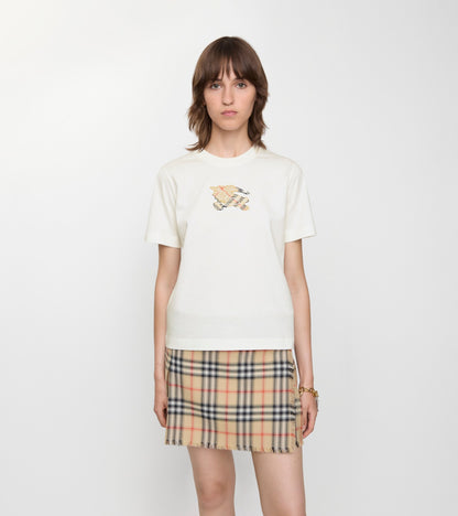 Knight Check Cotton T-shirt in Chalk white