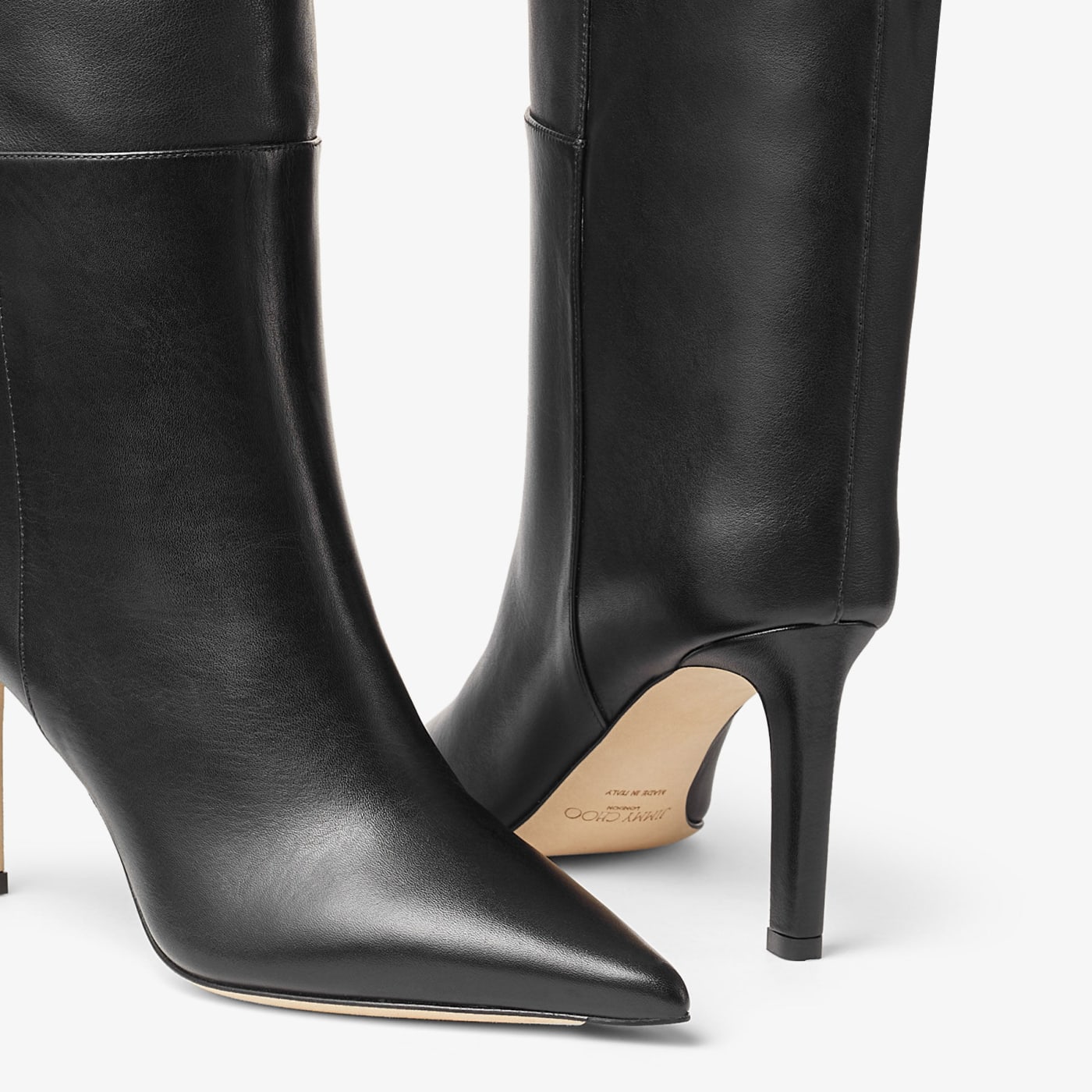 Alizze Knee Boot 85 Black Smooth Leather Knee-High Boots
