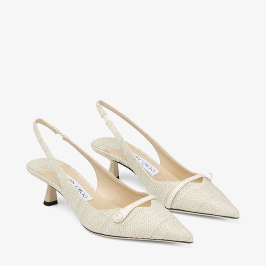 Amita 45 Natural Fine Raffia Slingbacks