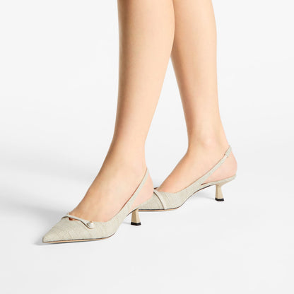 Amita 45 Natural Fine Raffia Slingbacks