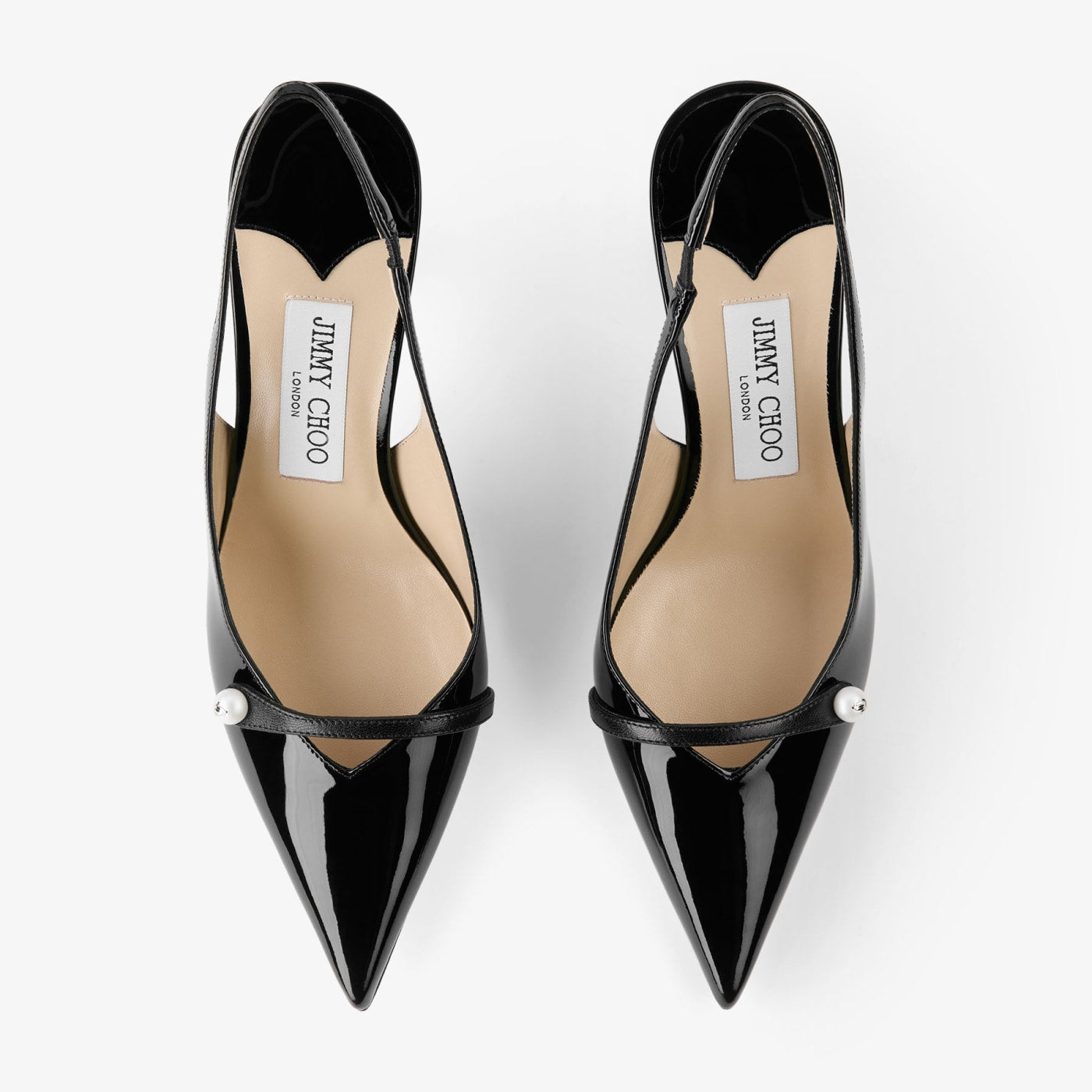 Amita 85 Black Patent Nappa Leather Slingbacks