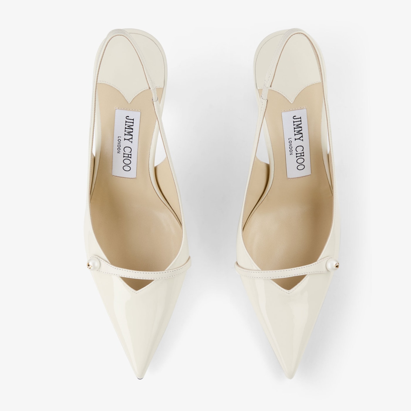 Amita 85 Latte Patent Leather Slingbacks