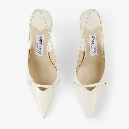 Amita 85 Latte Patent Leather Slingbacks