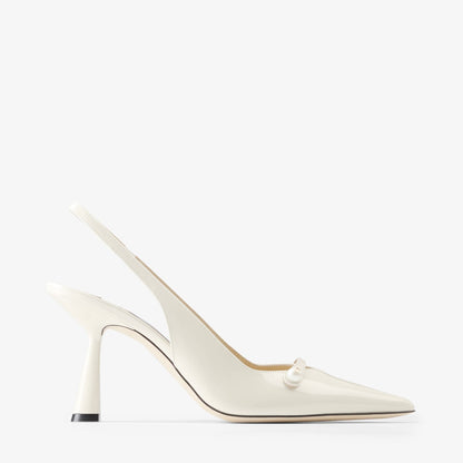 Amita 85 Latte Patent Leather Slingbacks