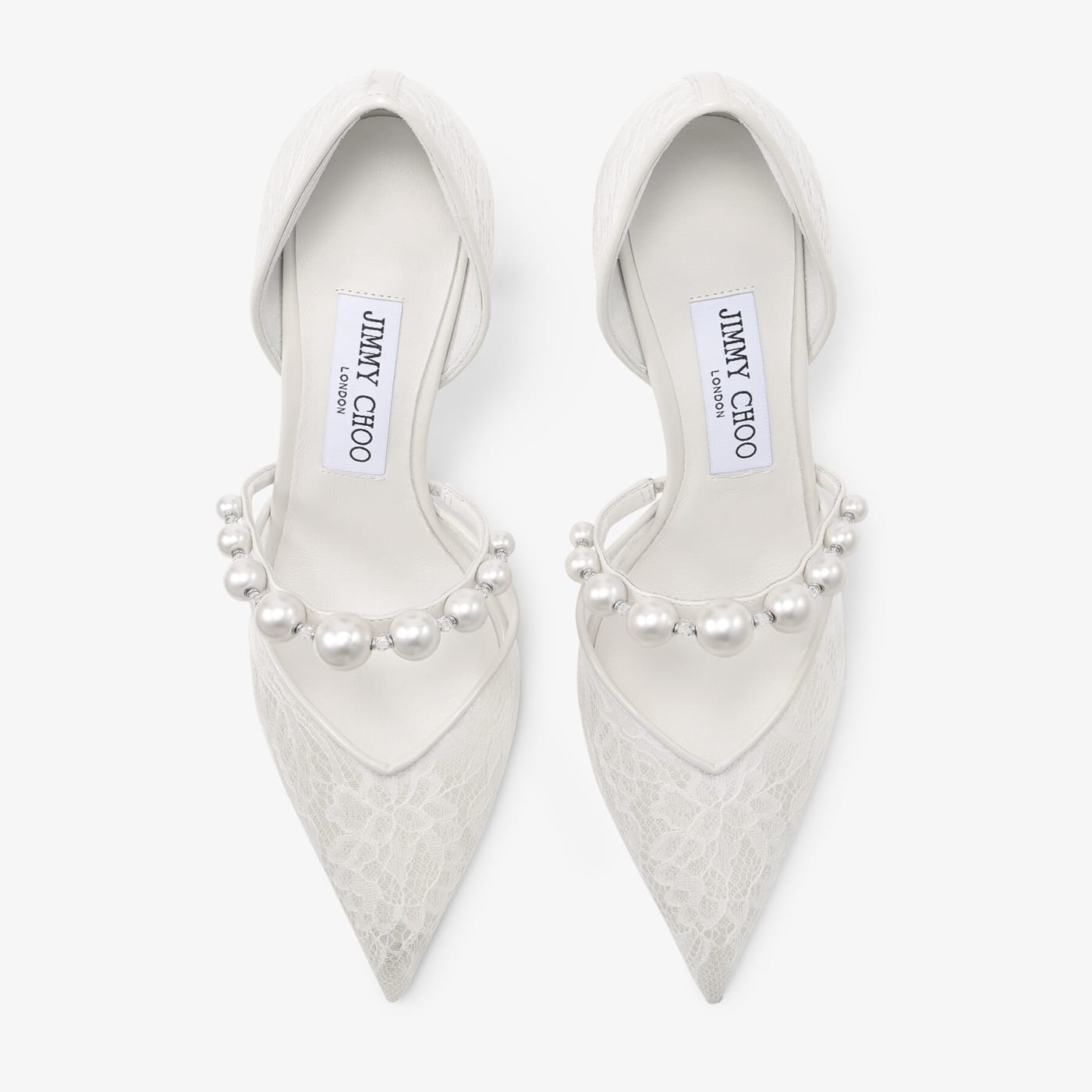 Aurelie 85 Ivory Jimmy Choo Lace Pumps with Pearl Embellishment