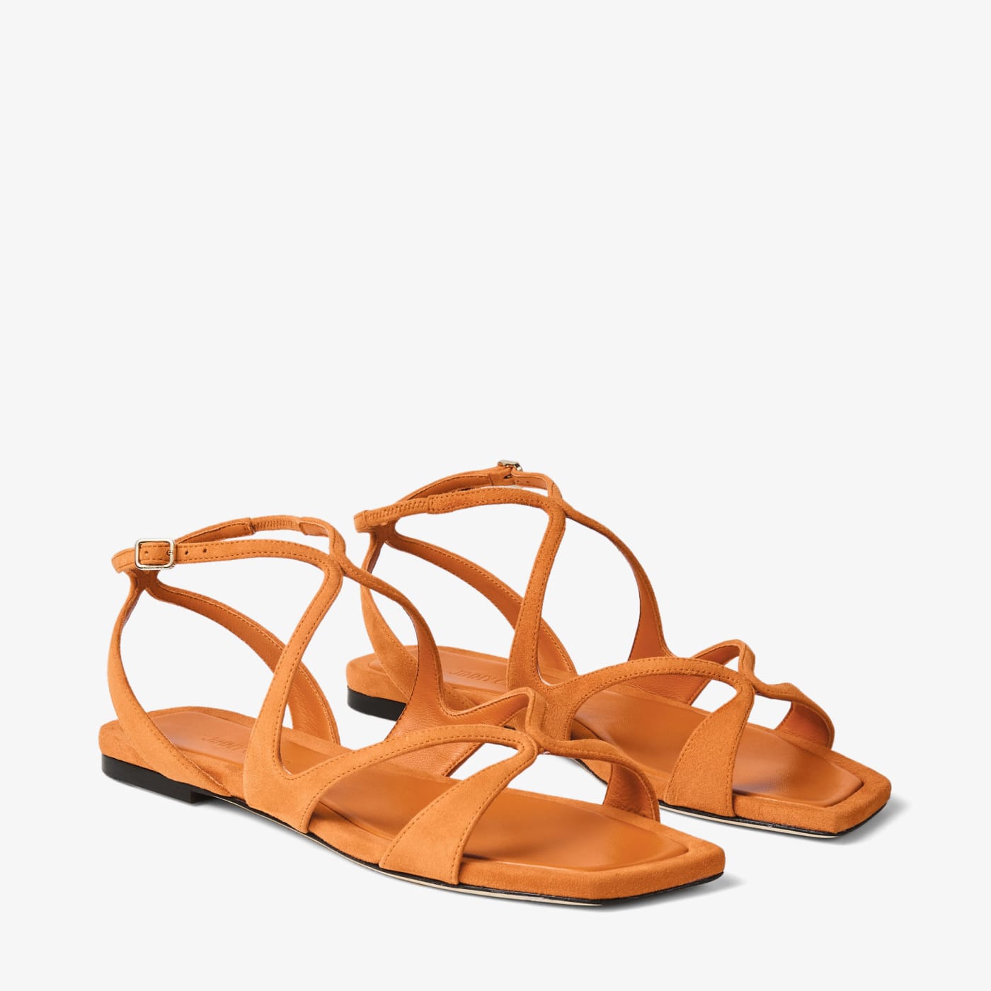 Ayla Flat Sunset Orange Suede Flat Sandals