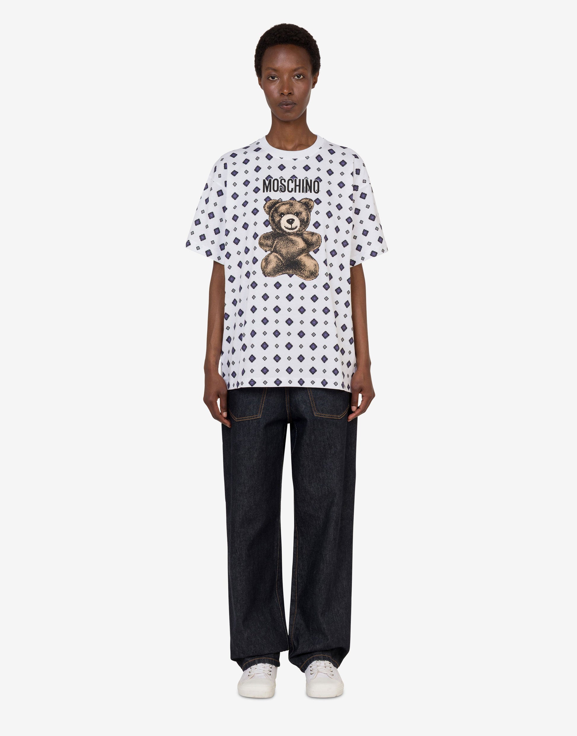 T-shirt in jersey di cotone organico Moschino Teddy Bear