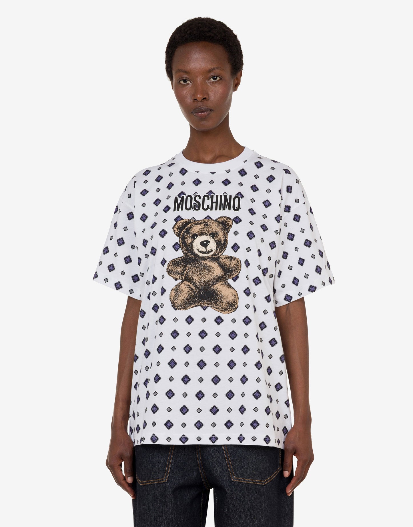 T-shirt in jersey di cotone organico Moschino Teddy Bear