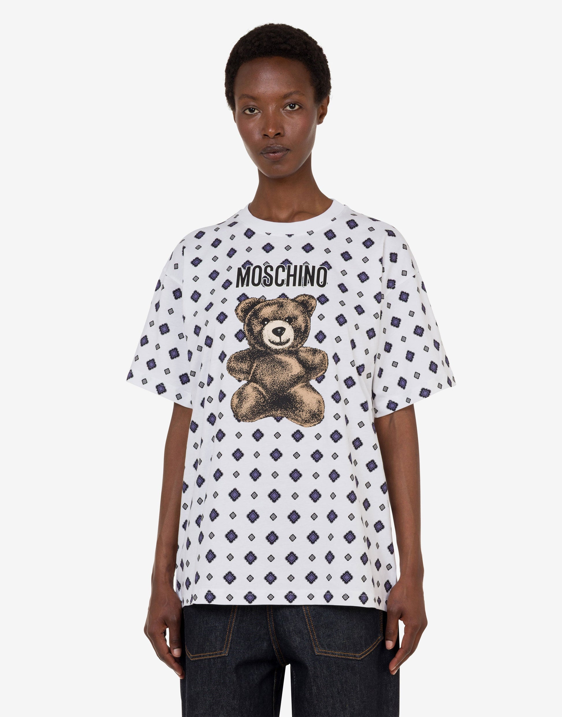 T-shirt in jersey di cotone organico Moschino Teddy Bear