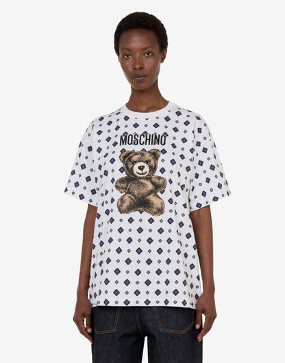 T-shirt in jersey di cotone organico Moschino Teddy Bear