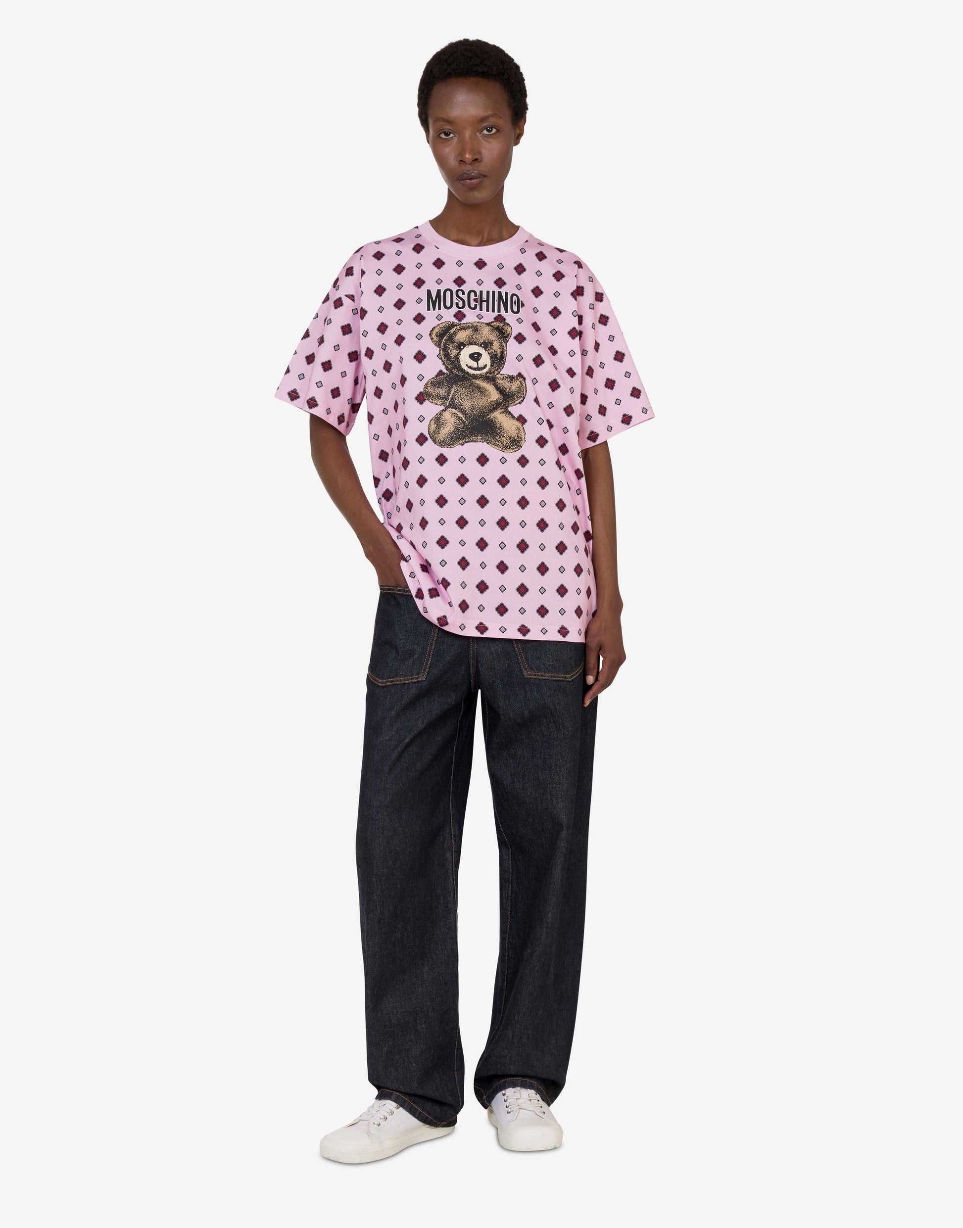T-shirt in jersey di cotone organico Moschino Teddy Bear