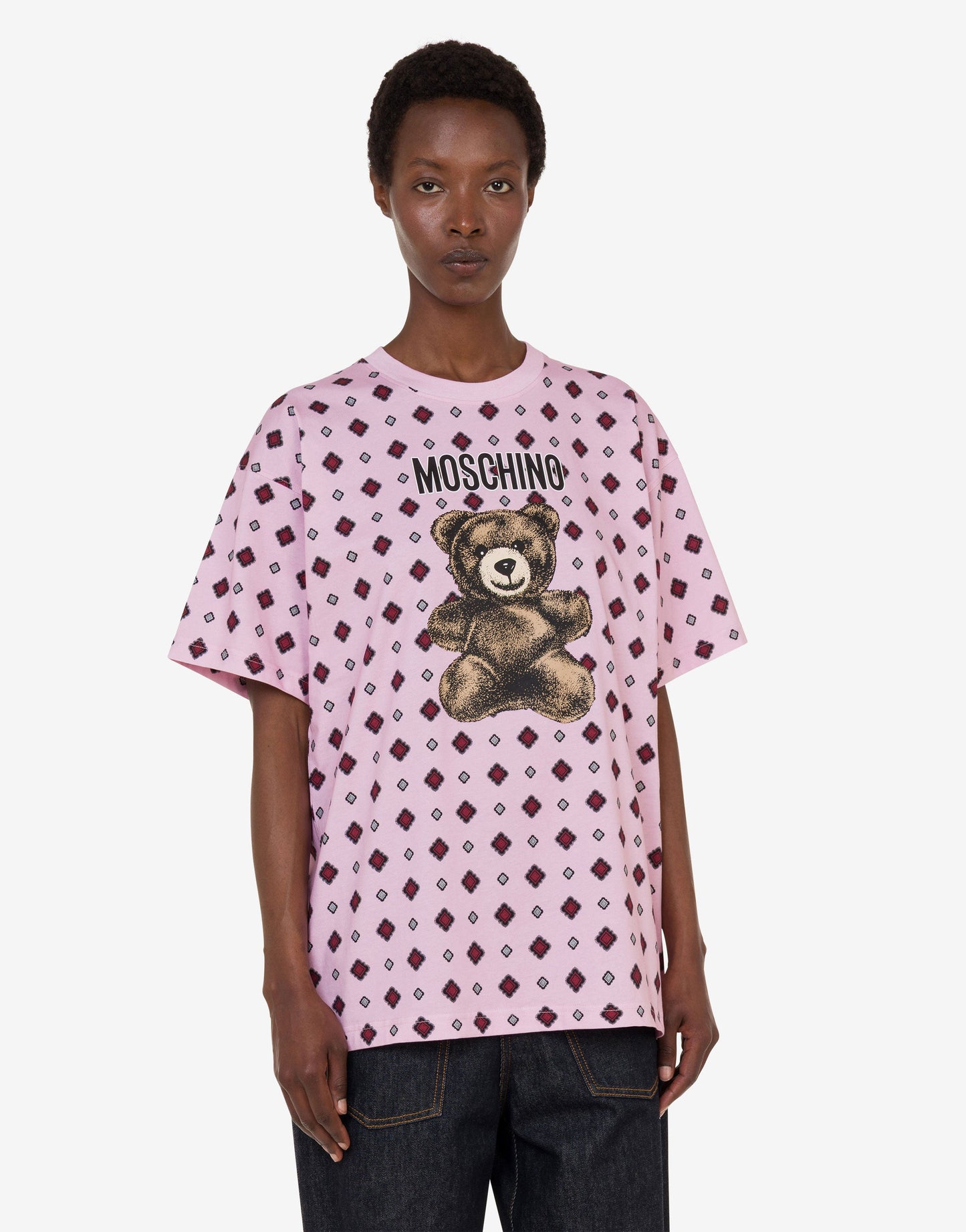 T-shirt in jersey di cotone organico Moschino Teddy Bear
