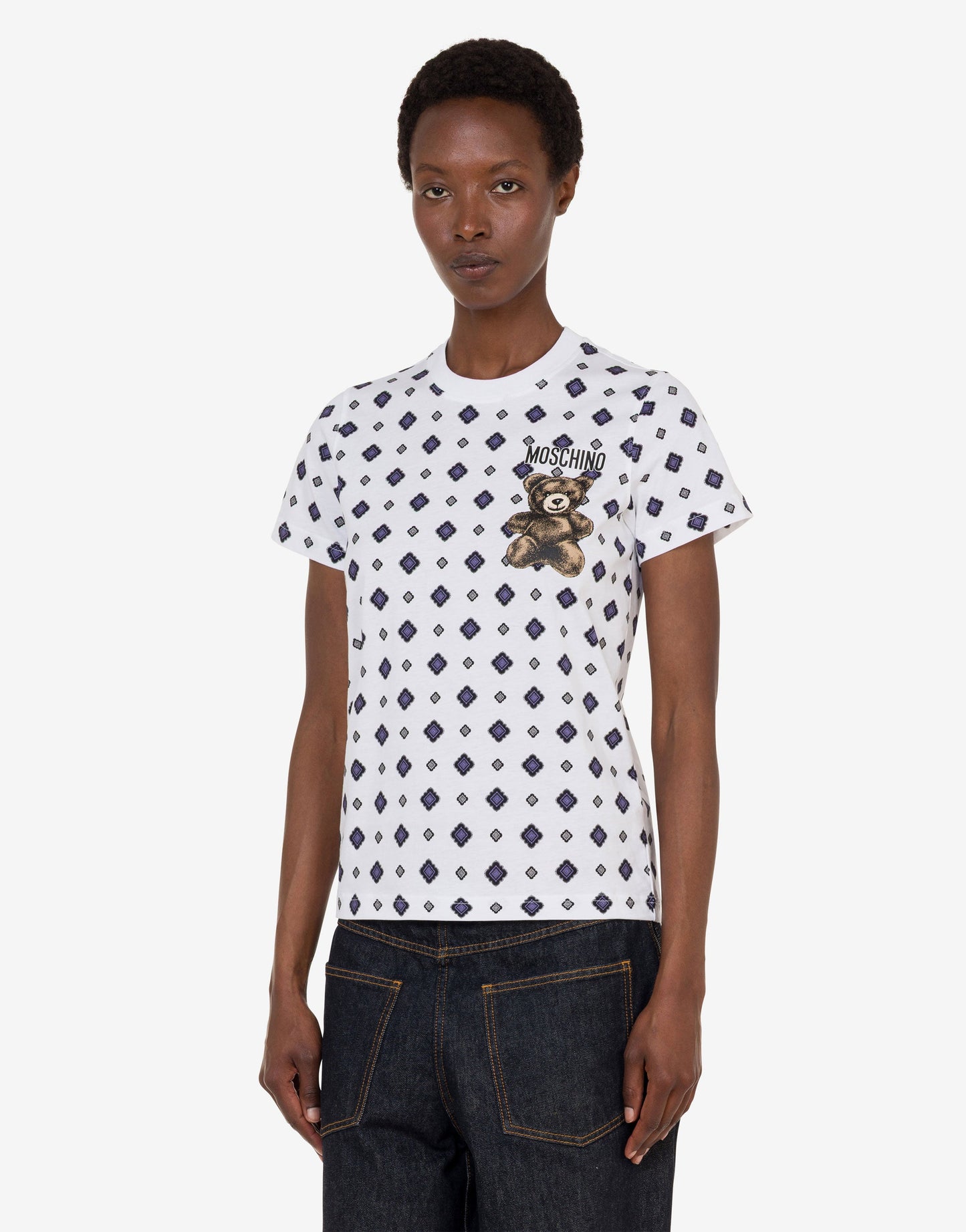 T-shirt in jersey di cotone organico Moschino Teddy Bear
