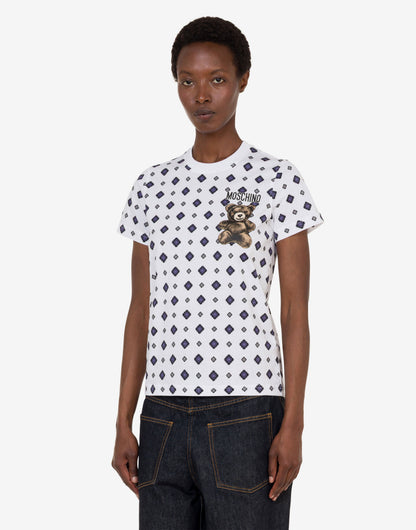 T-shirt in jersey di cotone organico Moschino Teddy Bear