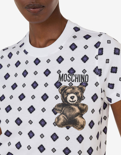 T-shirt in jersey di cotone organico Moschino Teddy Bear