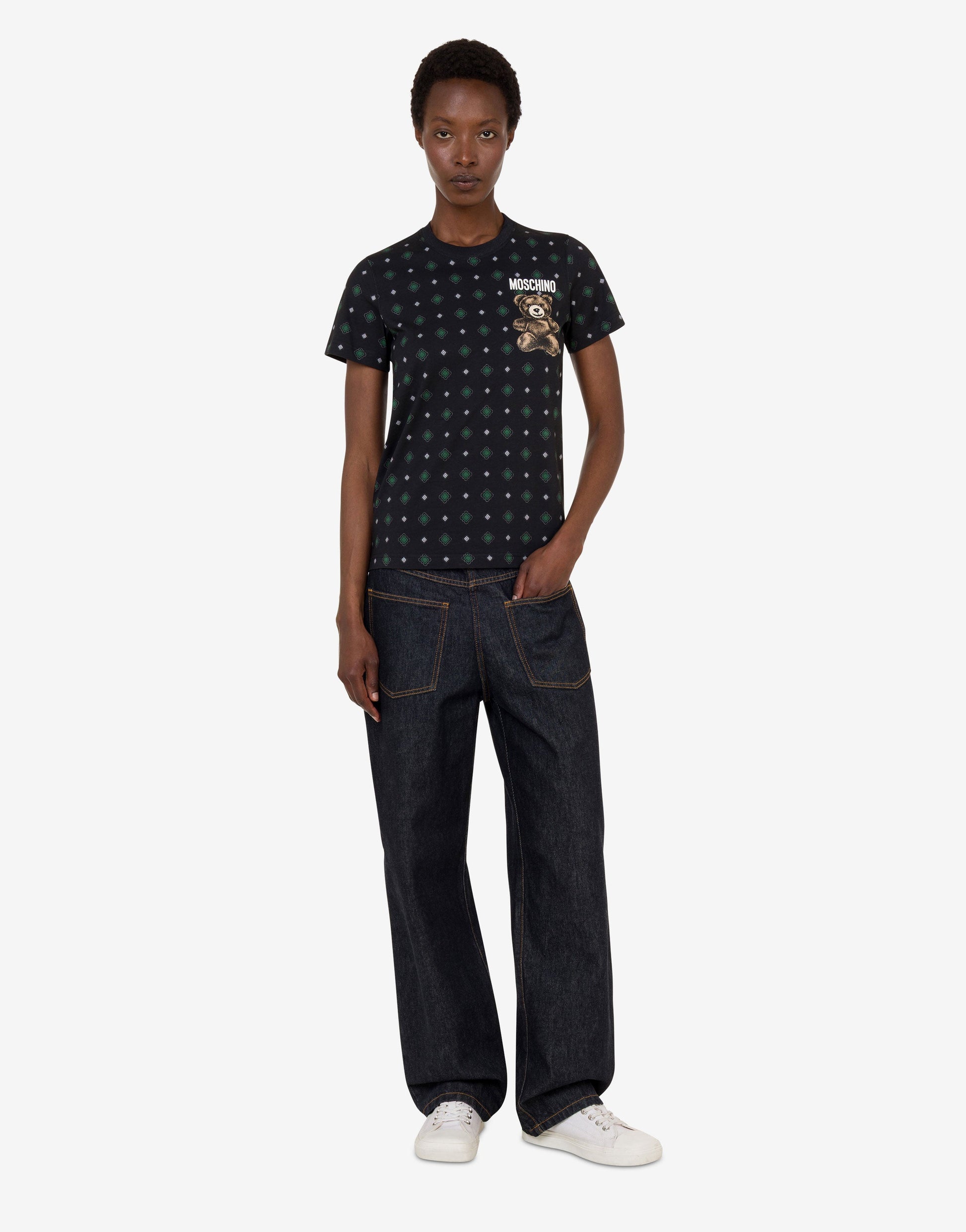 T-shirt in jersey di cotone organico Moschino Teddy Bear