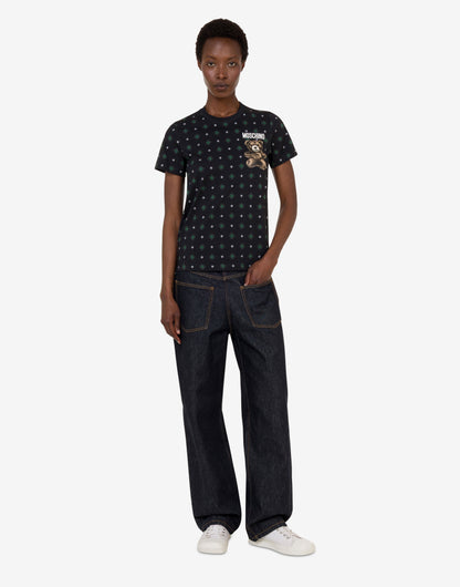 T-shirt in jersey di cotone organico Moschino Teddy Bear