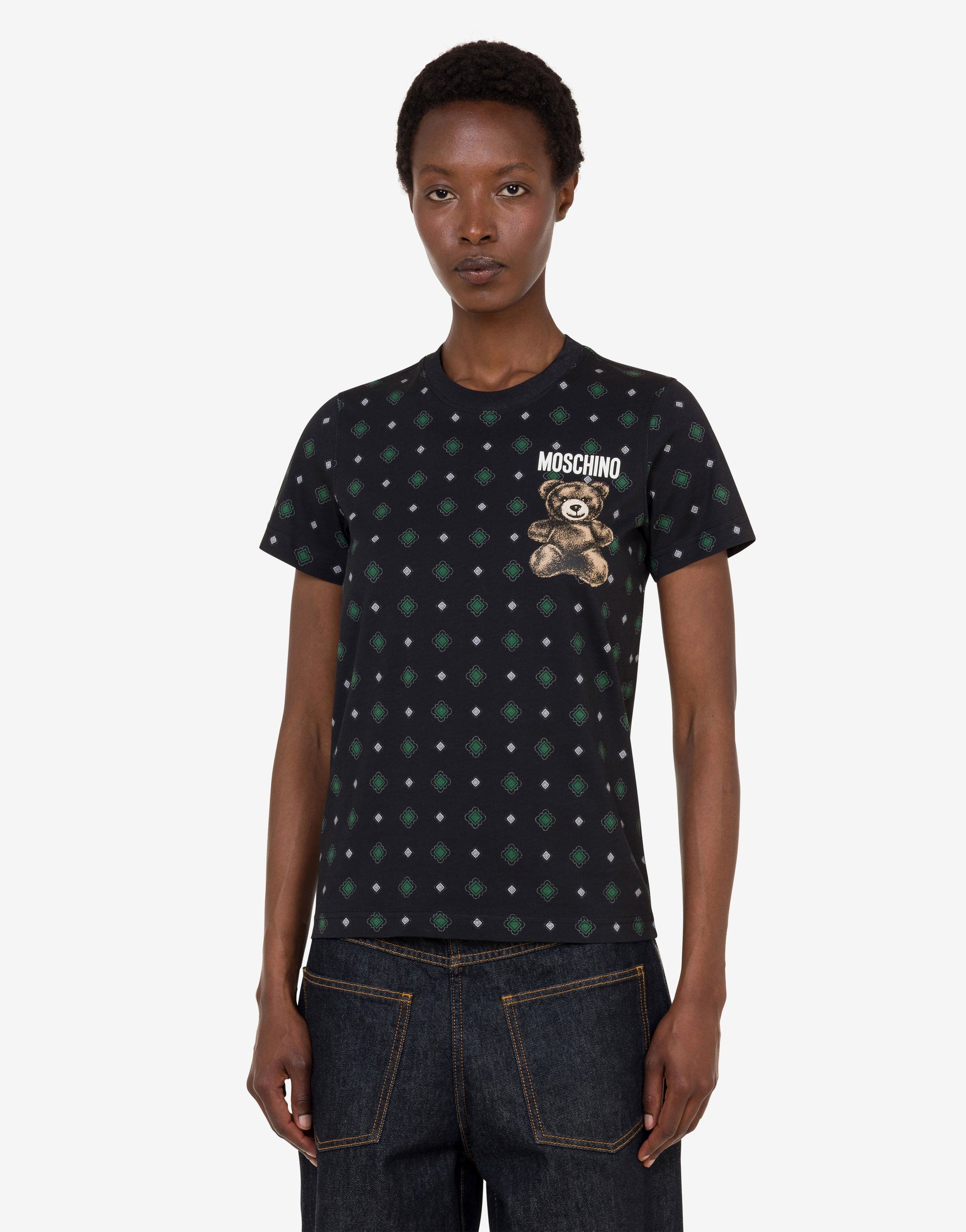 T-shirt in jersey di cotone organico Moschino Teddy Bear