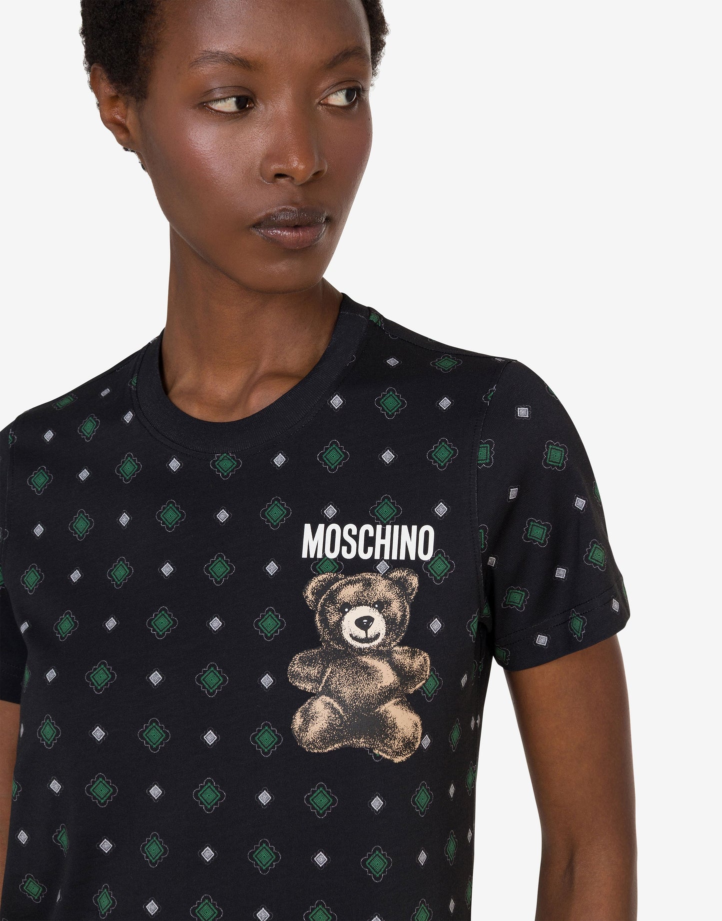 T-shirt in jersey di cotone organico Moschino Teddy Bear