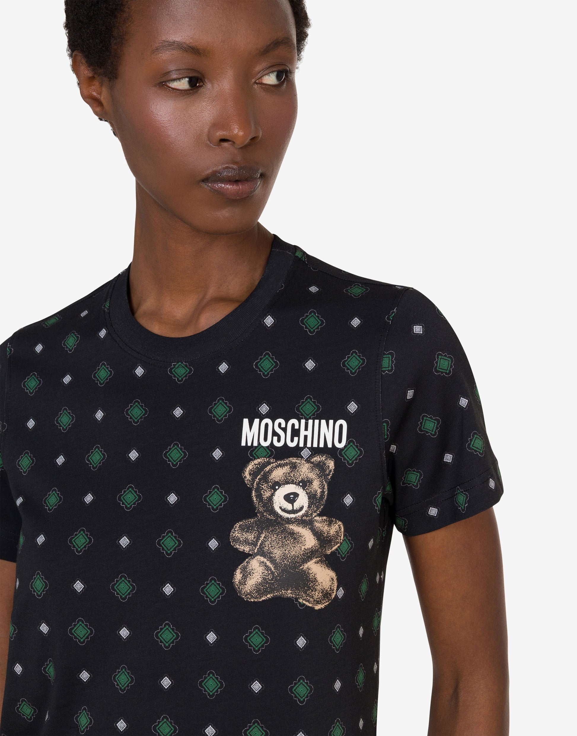 T-shirt in jersey di cotone organico Moschino Teddy Bear