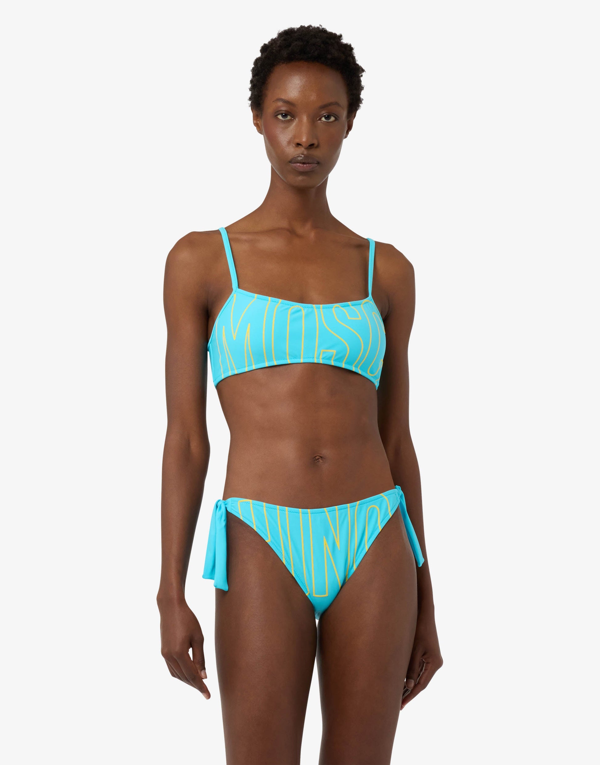 Top bikini a fascia stampato