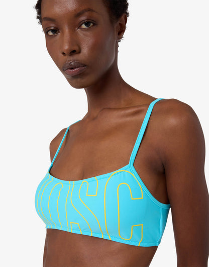 Top bikini a fascia stampato