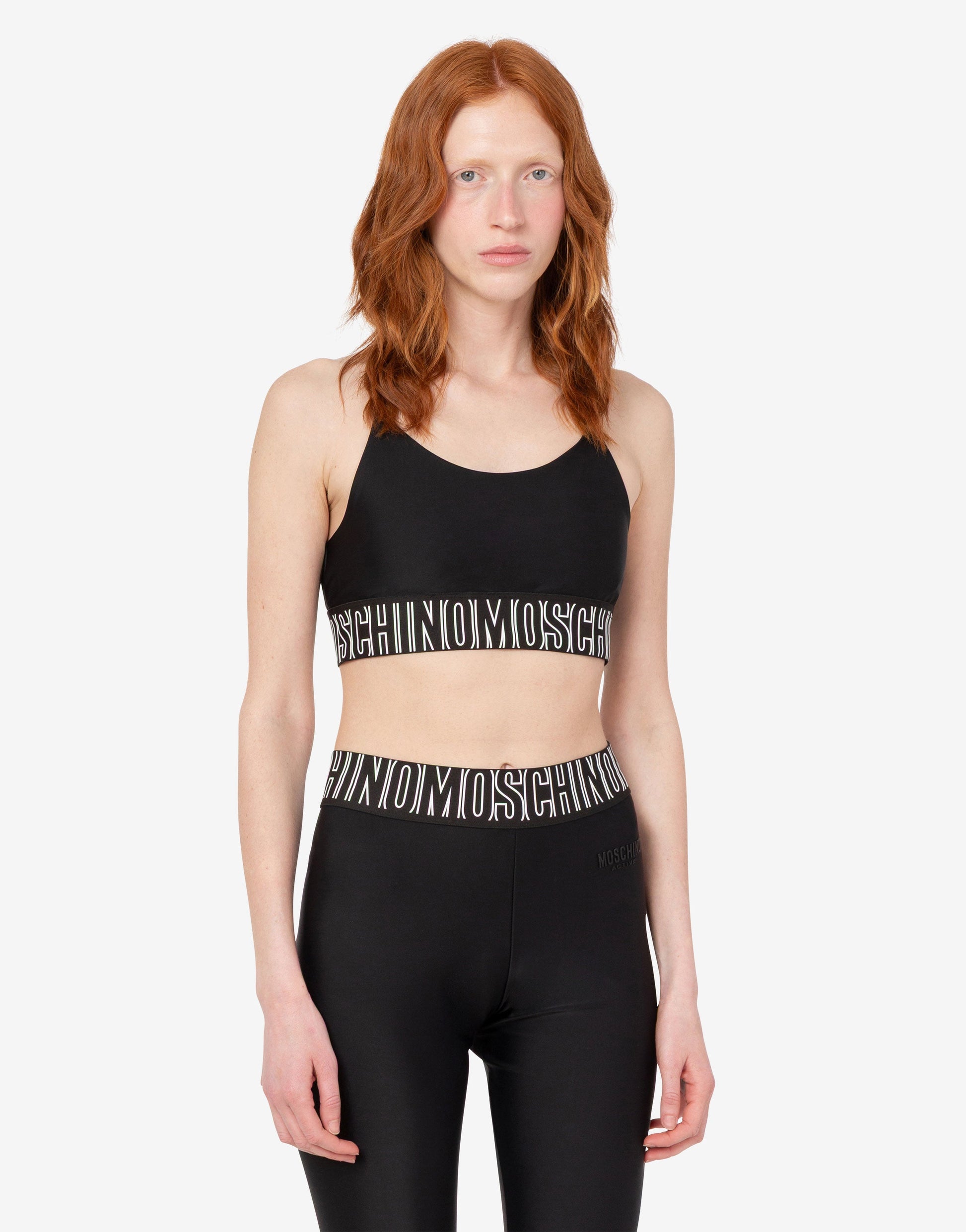 Top sportivo crop in tessuto tecnico
