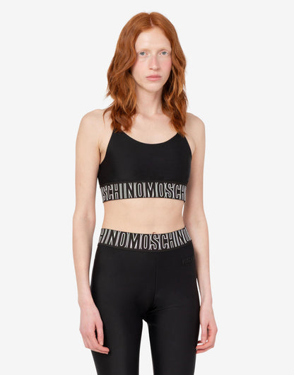 Top sportivo crop in tessuto tecnico