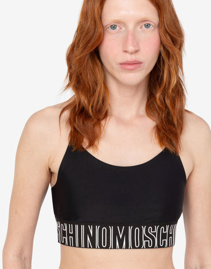 Top sportivo crop in tessuto tecnico
