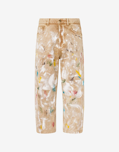 Pantalone in bull di cotone stretch stampato