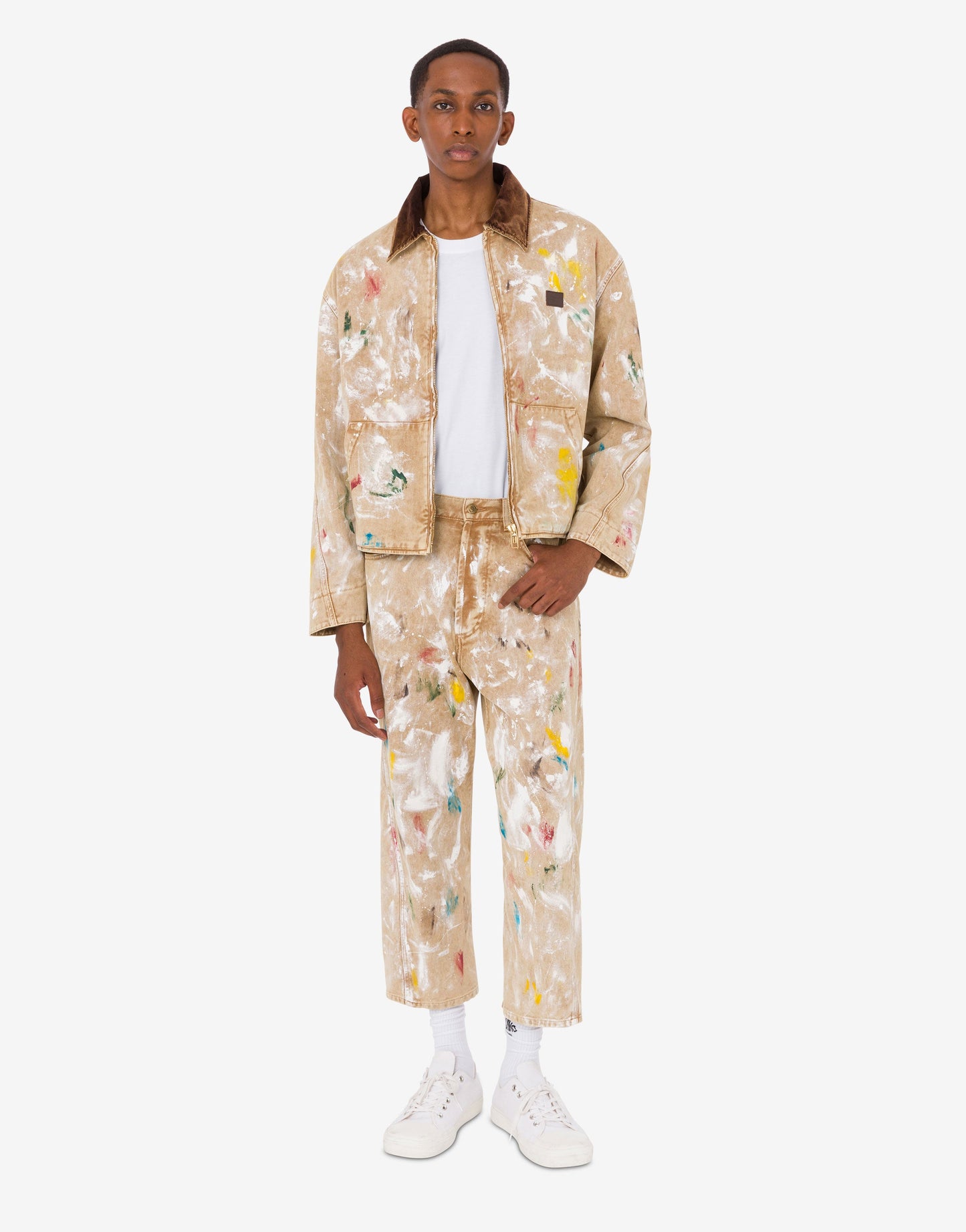 Pantalone in bull di cotone stretch stampato