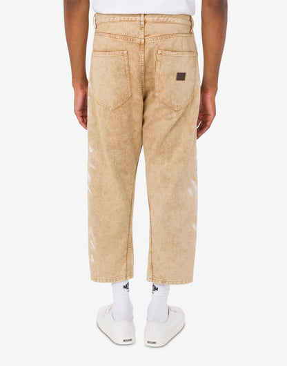 Pantalone in bull di cotone stretch stampato