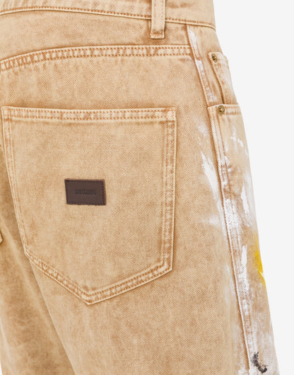 Pantalone in bull di cotone stretch stampato