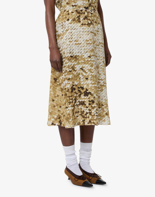 Gonna in crepe de chine di seta stampata