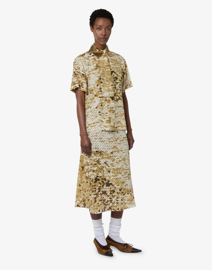 Gonna in crepe de chine di seta stampata