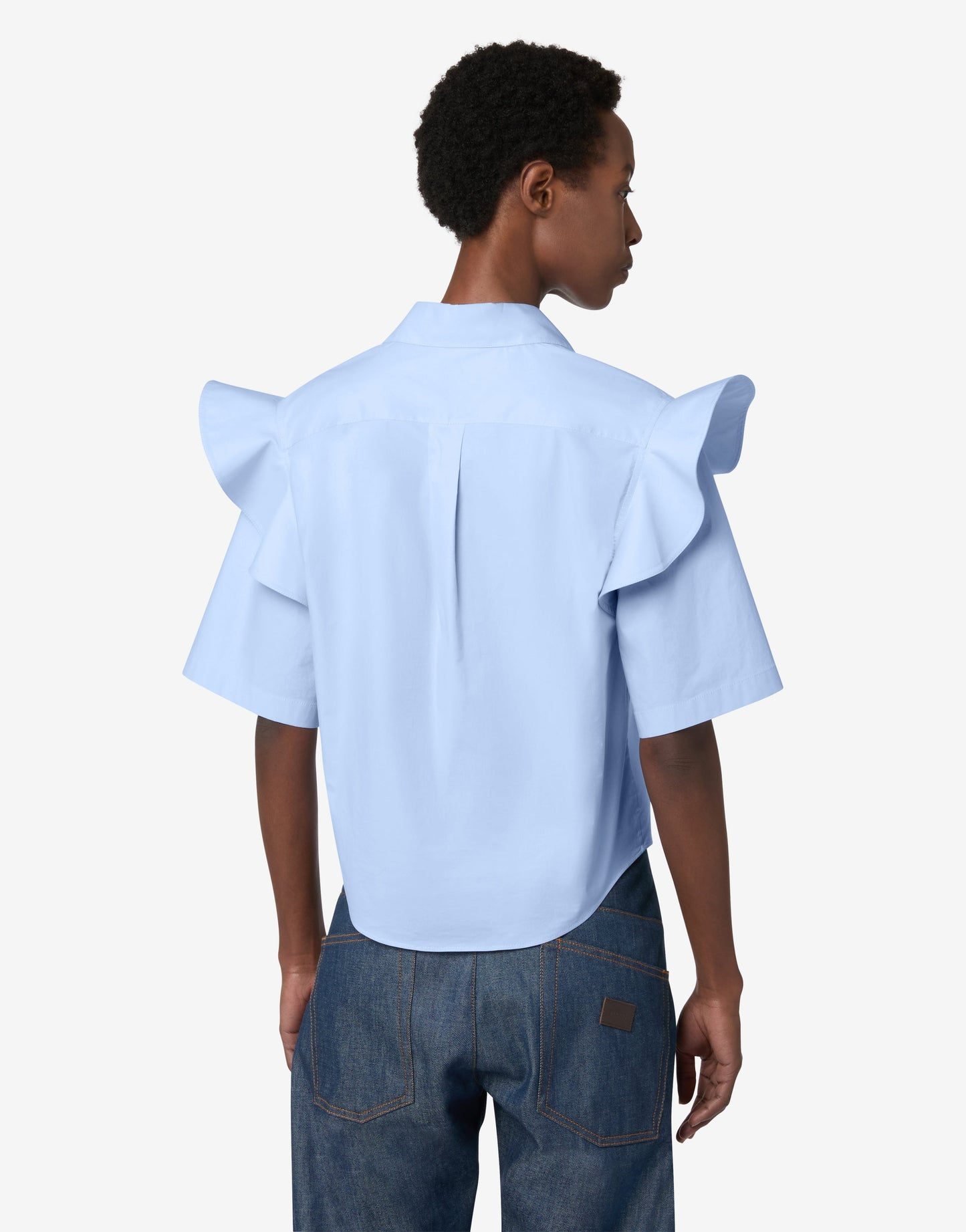 Camicia in popeline di cotone con rouches