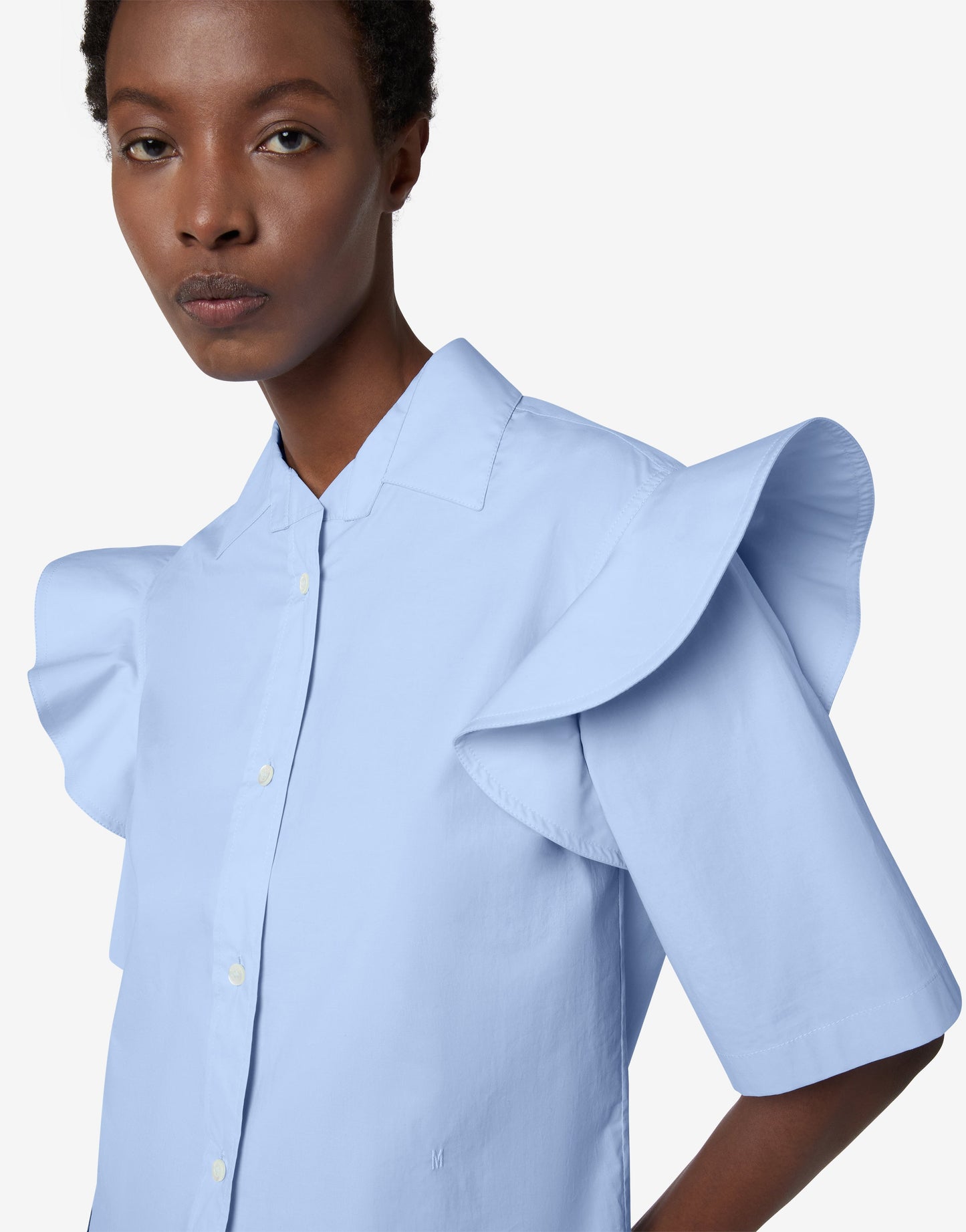 Camicia in popeline di cotone con rouches
