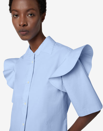 Camicia in popeline di cotone con rouches