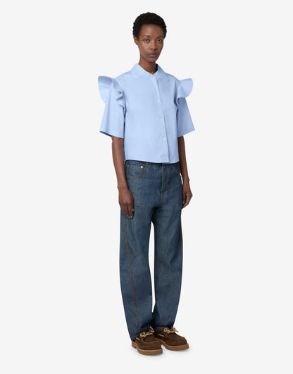 Camicia in popeline di cotone con rouches