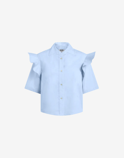 Camicia in popeline di cotone con rouches