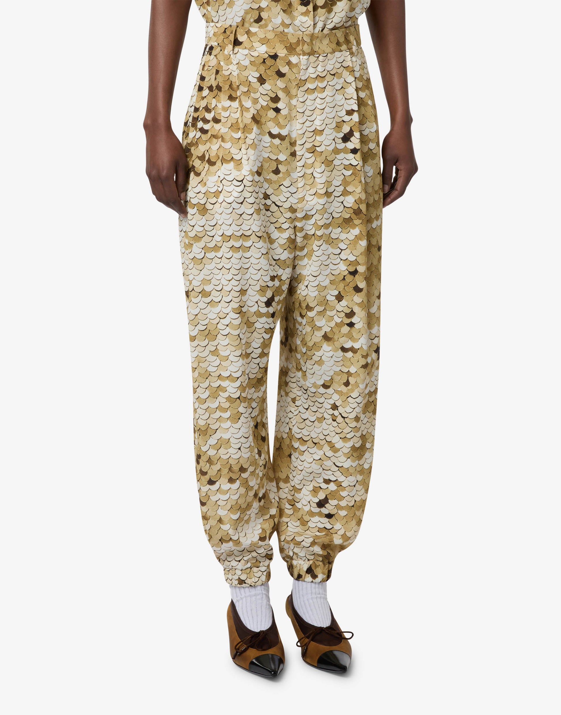 Pantalone in crepe de chine stampato