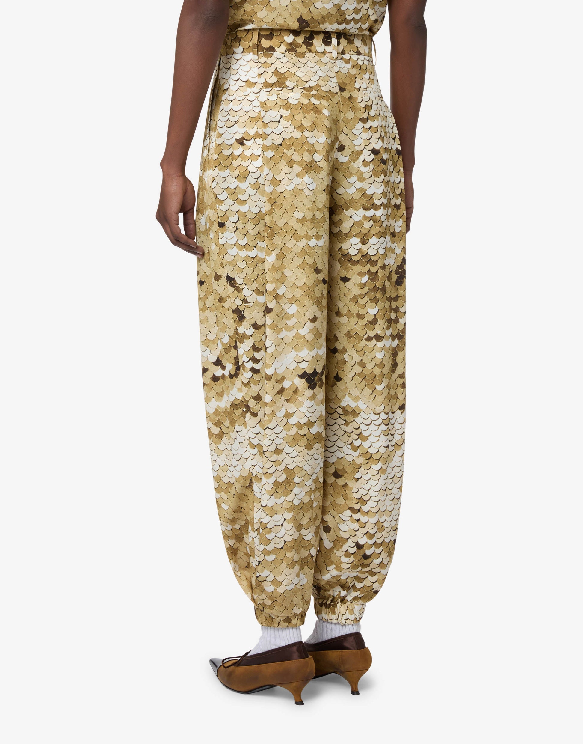 Pantalone in crepe de chine stampato